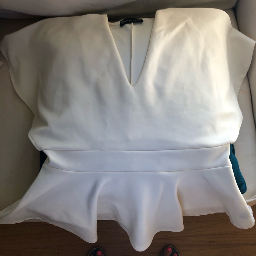 Beige peplum dolman top. Fashion to figure. 1